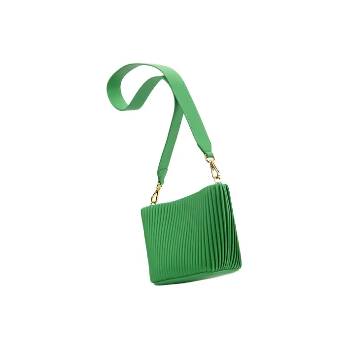 YOCAMU Cow Leather Handheld Bucket Bag Shoulder Bag Small Size Women's White/Green/Gray Green-9
