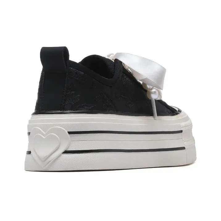 KEJIANNI Anti-Slip And Wear-Resistant Lightweight Height Increasing Low-Top Canvas Shoes Women's-25