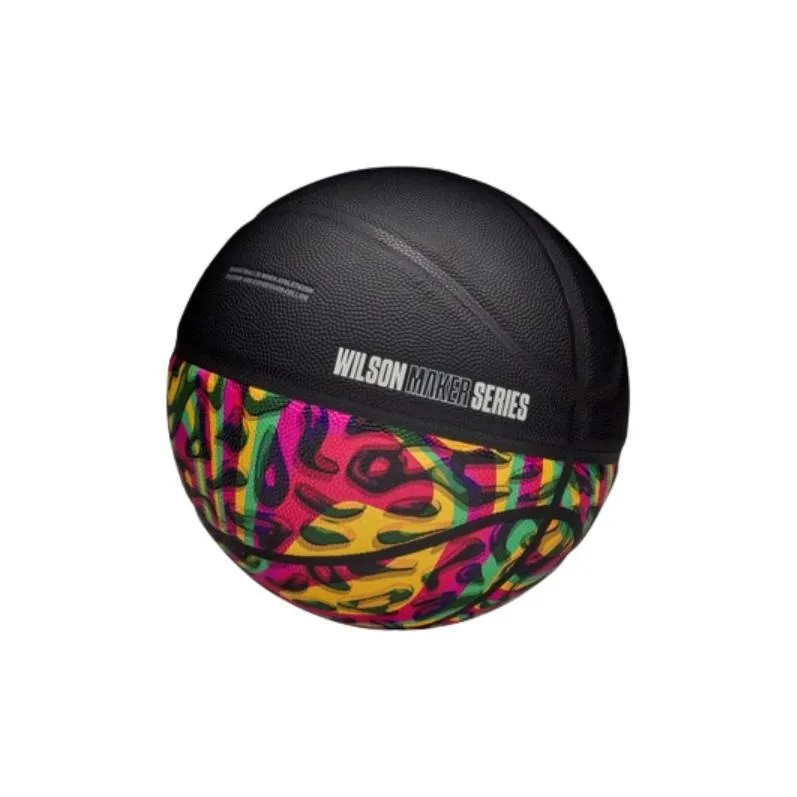 Wilson Synthetic Leather Basketball Black Multicolor Size 7 Ball Training-3