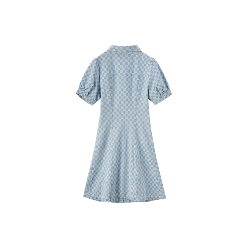 SEM/R Short Sleeved Dresses Women's Denim Light Blue-1