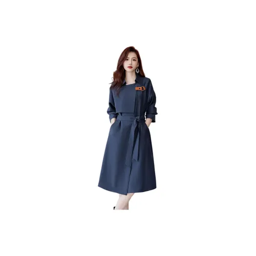 Mula Trench Coats Women's Navy Blue