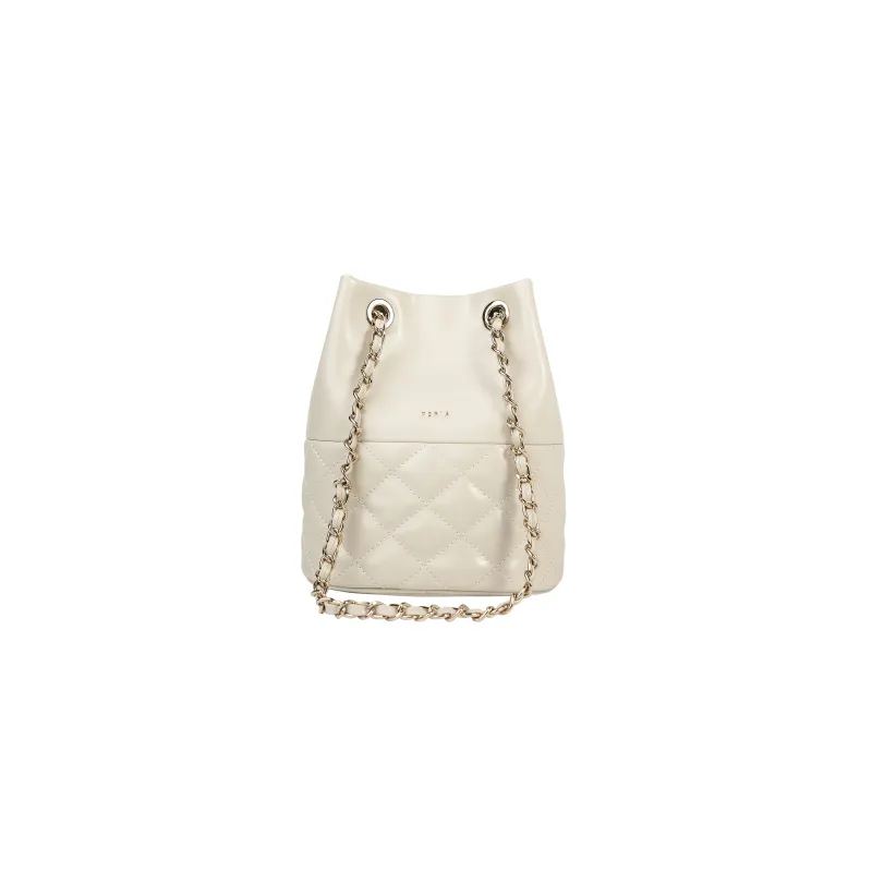FERIA Split Cow Leather Diamond Pattern Small Perfume Bottle Shoulder Bag Women's Black/Silver/Beige Apricot/Khaki-11