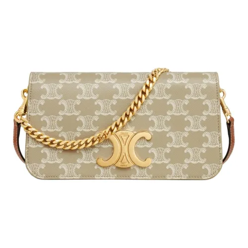 celine Taylor Canvas With Calfskin Portable Crossbody Bag, Shoulder Bag Women's Gold