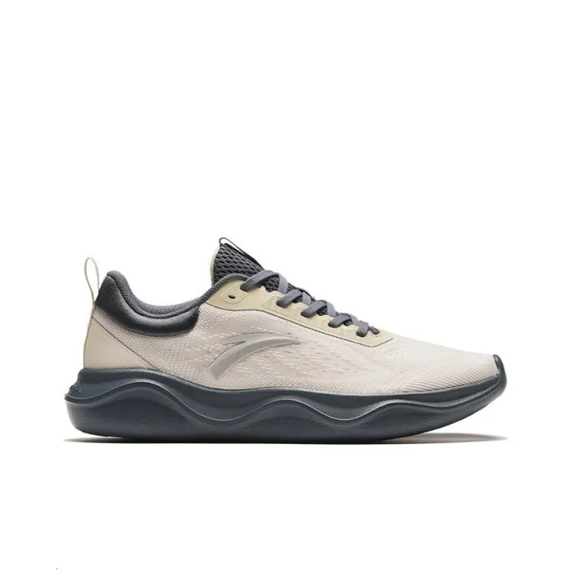 Anta Abrasion Resistant Breathable Low Top Training Shoes Men's Beige Gray-1