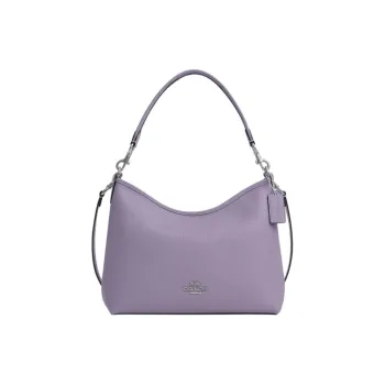 COACH Pebbled Leather Portable Crossbody Bag Shoulder Bag Large Size Women's Gold & Light Purple