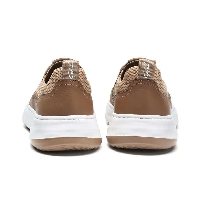 Satchi Height Increasing Wear Resistant Lightweight Breathable Slip Resistant Low Top Skateboard Shoes Men's Khaki 4CM-4