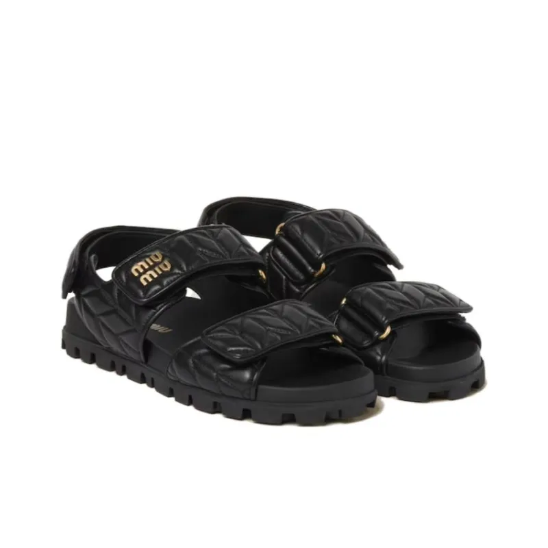 MIU MIU Matelassé Leather Sandals-2