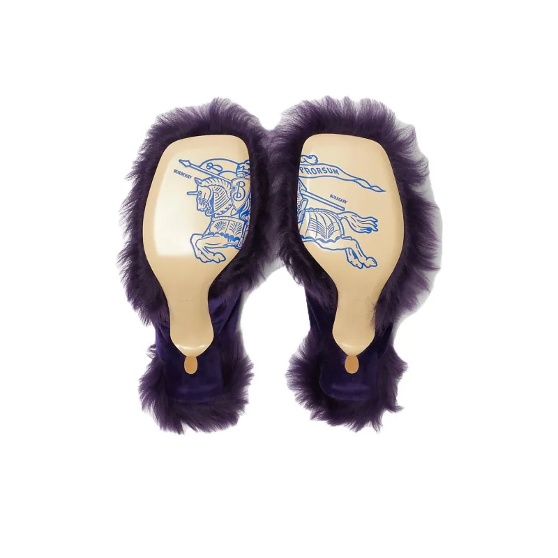 Burberry Floral-appliqué Velvet Sandals-3