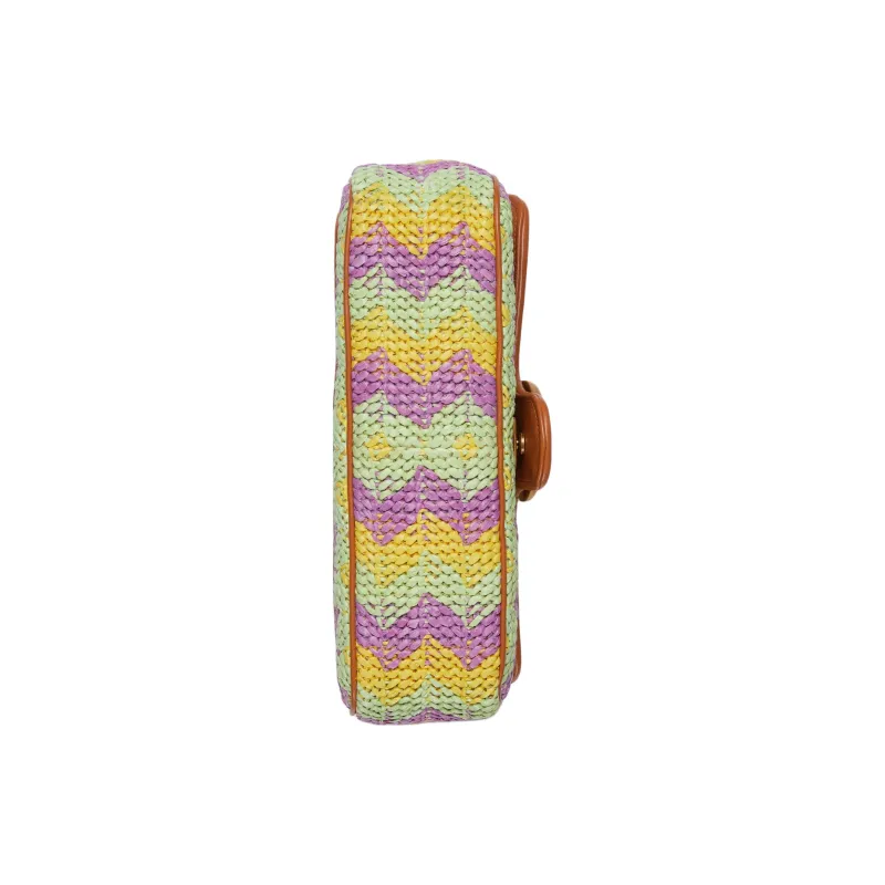 GUCCI GG Marmont Raffia Blend Viscose Portable Crossbody Bag Shoulder Bag Women's Multicolor-4