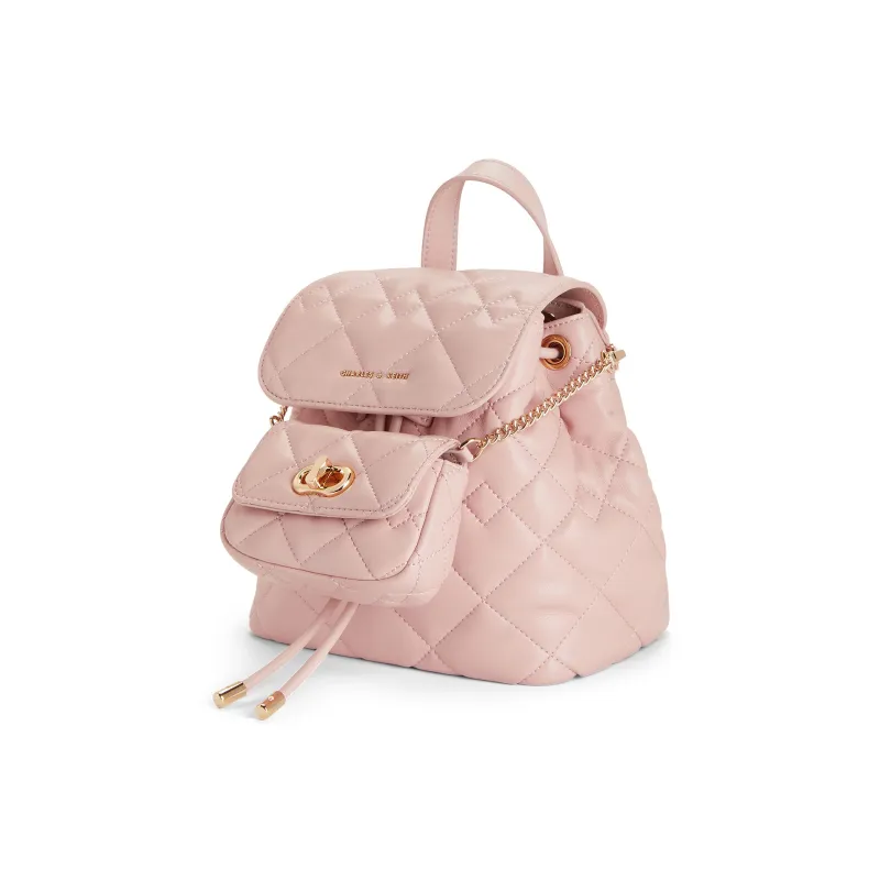 CHARLES&KEITH PU Multipurpose Backpack Trumpets Women's Pink/Noir Black/Crème Milk White-2