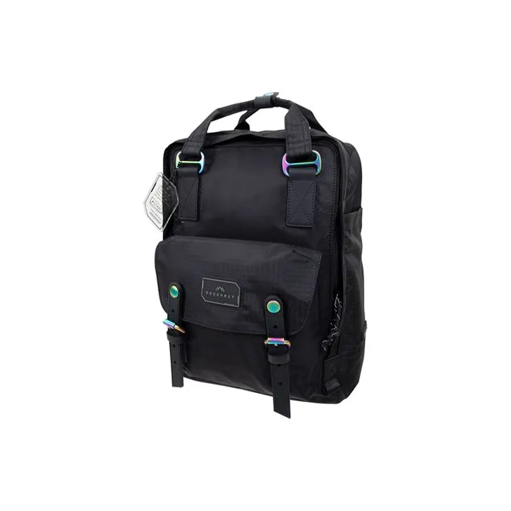 Doughnut Nylon Fabric Backpack Regular Unisex Cool Black-1