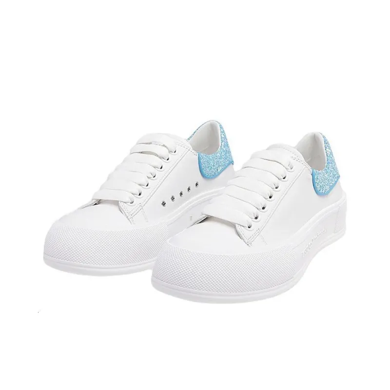 Alexander McQueen Deck Plimsol White Blue Glitter Women's-2