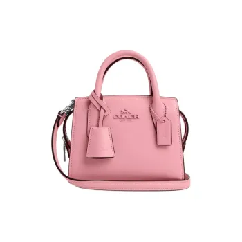 COACH Calfskin Shoulder Bag, Crossbody Bag, Handbag Mini Women's Silver & Floral Pink