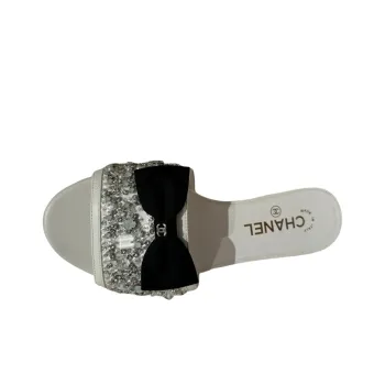 CHANEL Slip Resistant Slide Slippers Women's Silver