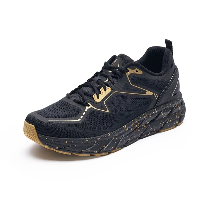 HOT POTATO Cushioned Wear Resistant Lightweight Breathable Low Top PO EVA Casual Running Shoes Unisex Black Gold-1