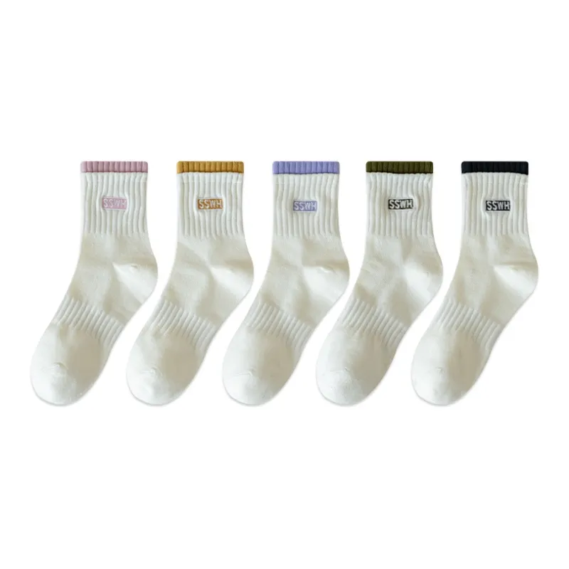 COTTON CHEESE Mid Calf Socks Women's 5 Pack-6