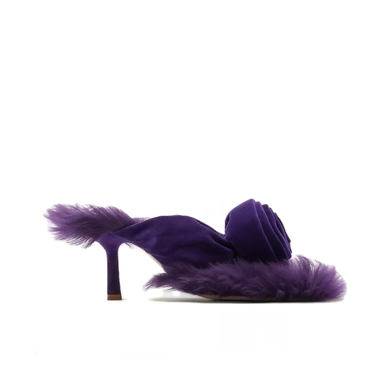 Burberry Floral-appliqué Velvet Sandals-1