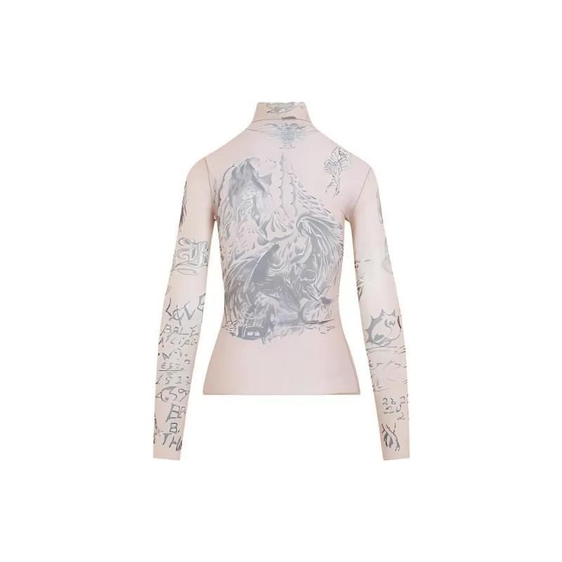 Balenciaga Tatoo Long Sleeve Top 'Light Beige'-2