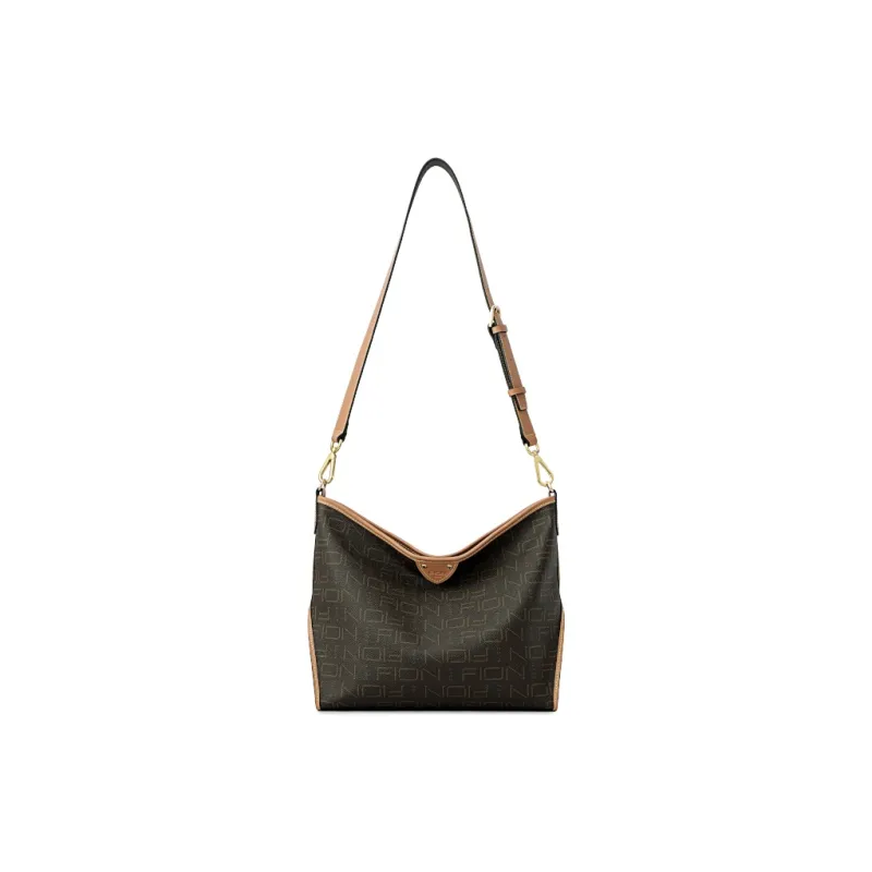 FION Artificial Leather Crossbody Bag Women's Coffee & Camel-1