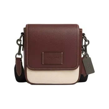 COACH Canvas With Refined Pebbled Leather Accents Shoulder Bag Crossbody Bag Mini Women's Black & Natural Multicolor