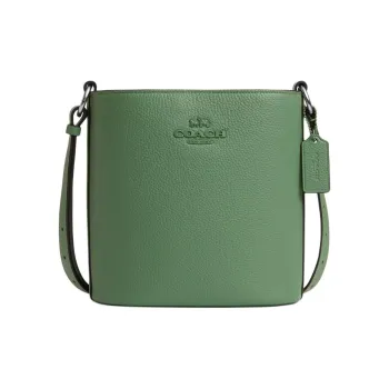 COACH Pebbled Leather Bucket Bags Crossbody Bag Shoulder Bag Small Size Women's Silver & Light Green