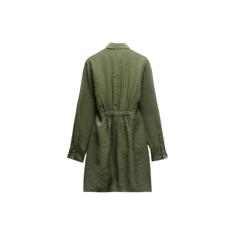 ZARA Long-Sleeved Dresses Women's Khaki-1