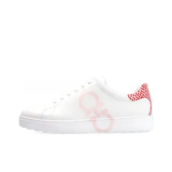 FERRAGAMO GANCINI Low Top Stylish Skateboarding Shoes Women's White