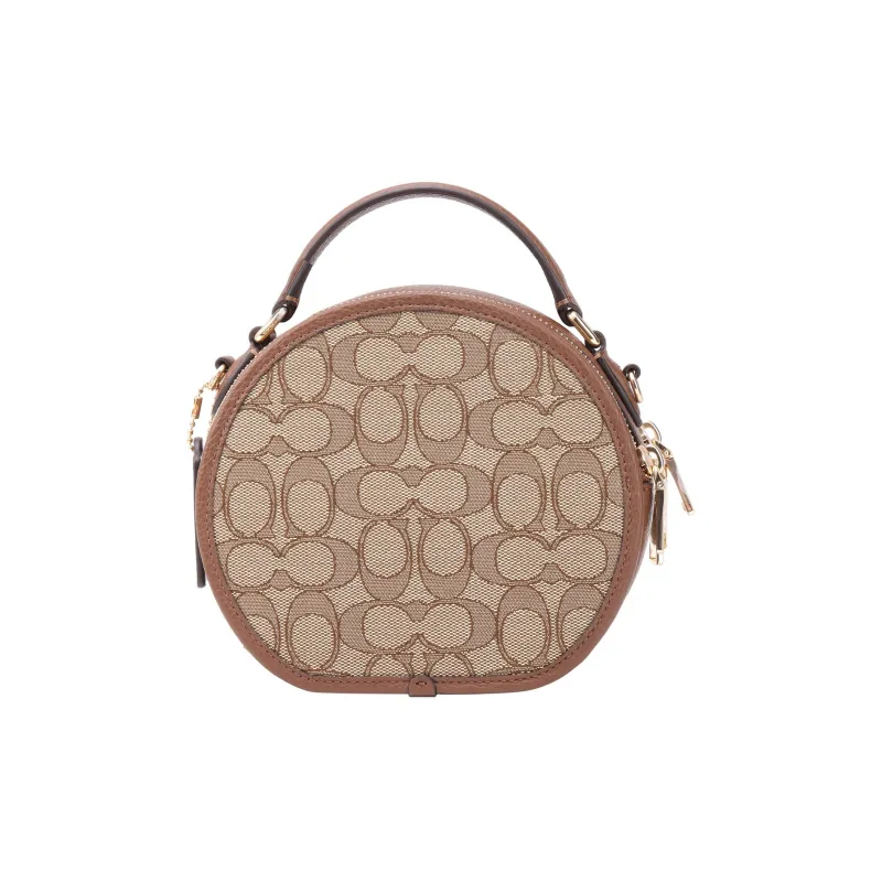 COACH Canteen Iconic Jacquard With Refined Pebbled Leather Handbag Shoulder Bag Crossbody Bag Small Size Women's Khaki-2