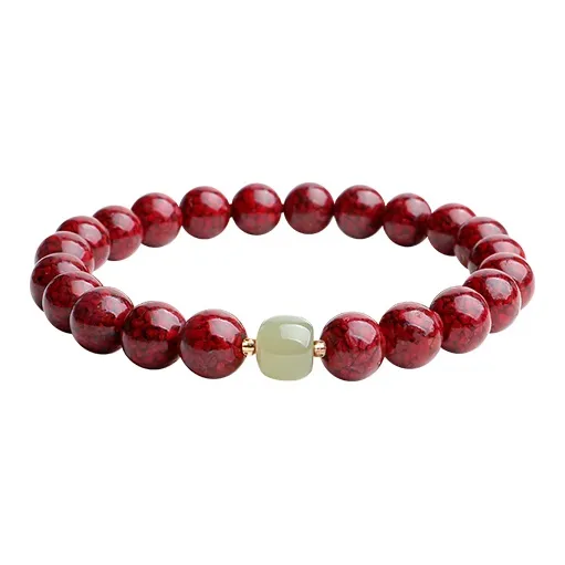With The Heart Of The Jade Reconstructed Cinnabar Jade Bracelets Unisex-8