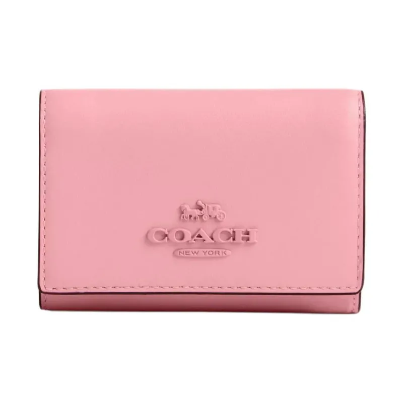 COACH Micro Delicate Calfskin Wallet Mini Women's Silver & Blossom Pink-0