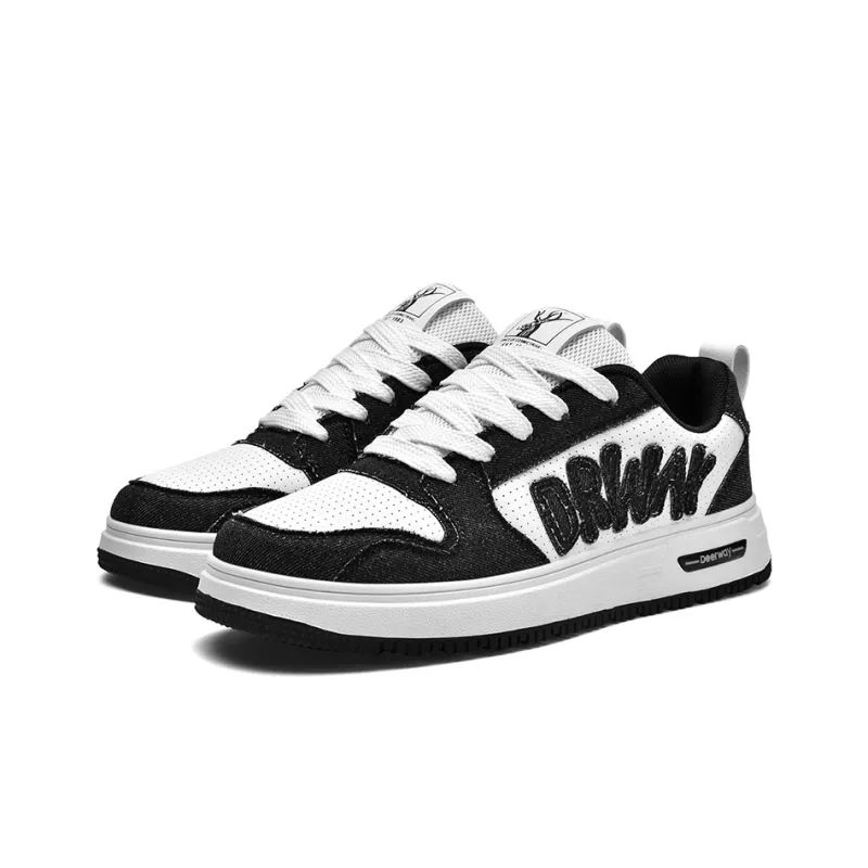 DEERWAY Cushioning Height Increasing Wear-Resistant Lightweight Slip-Resistant Low-Top Black And White Trendy Men's-15