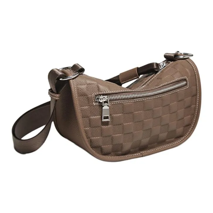 FOXER Cow Leather With Synthetic Leather Shoulder Bag, Crossbody Bag Trumpets Women's Coffee-4