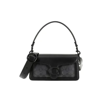 COACH Tabby Canvas With Leather Crossbody Bag, Shoulder Bag Women's Black
