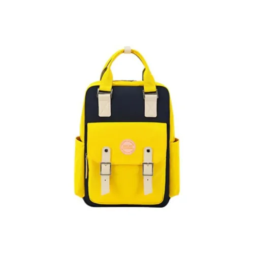 TINYAT Polyester Backpack Large Size Women's Yellow Multicolor Dark Blue