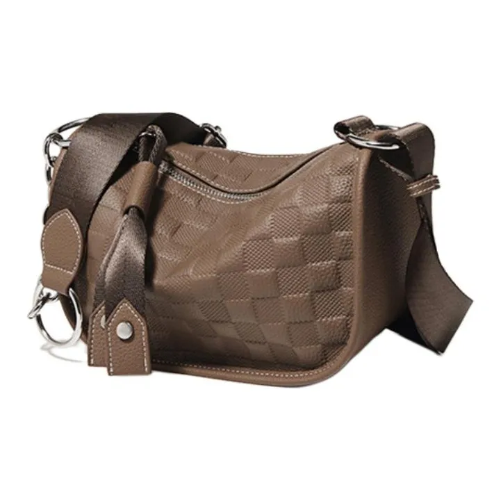 FOXER Cow Leather With Synthetic Leather Shoulder Bag, Crossbody Bag Trumpets Women's Coffee-3