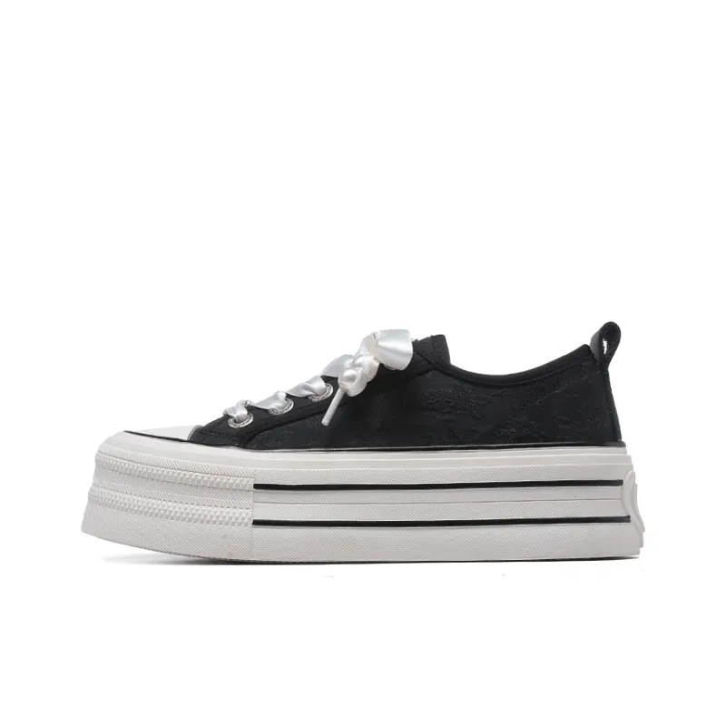 KEJIANNI Anti-Slip And Wear-Resistant Lightweight Height Increasing Low-Top Canvas Shoes Women's-22