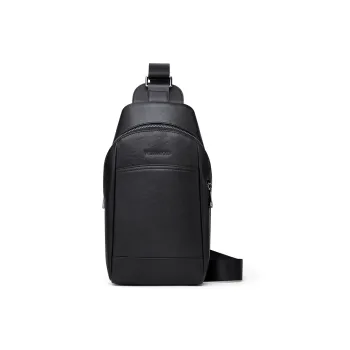 WilliamPOLO Top Grain Cow Leather Shoulder Bag Crossbody Bag Sling Bags Large Size Men's Black