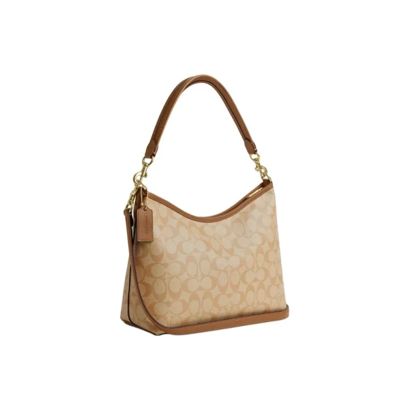 COACH Coated Fabric With Leather Hobo Bag, Shoulder Bag, Crossbody Bag, Handbag Large Size Women's Light Khaki-1