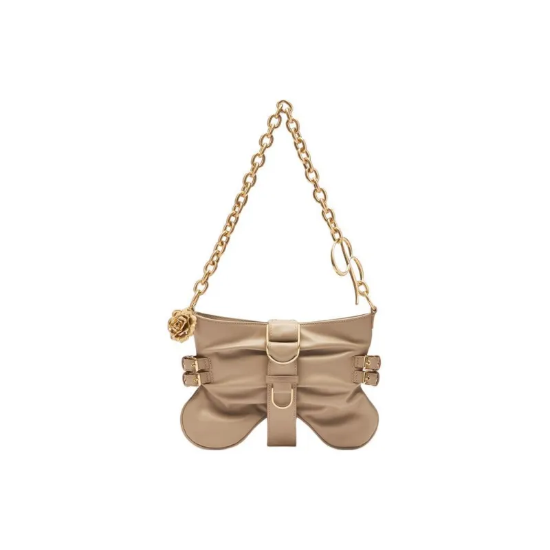Blumarine Cow Leather Handbags Shoulder Bags Large Size Women's Beige-2