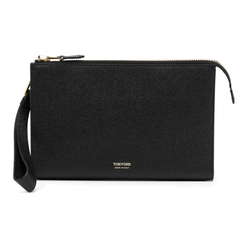 TOM FORD Calfskin Clutch Men's Black-0