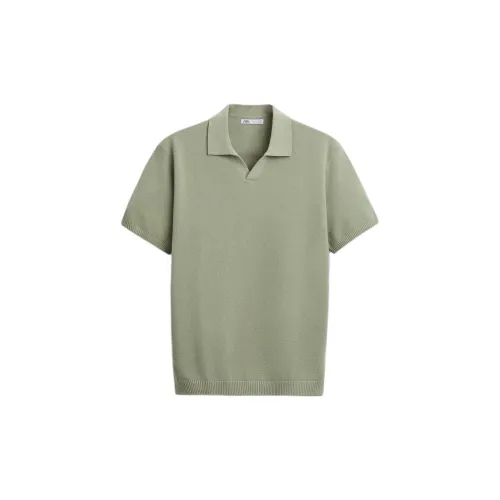 ZARA Polo Shirts Men Lake Green