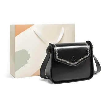 15 MINS Cow Leather Women's Crossbody Bag Mom Bag Shoulder Bag Small Size Women's Black