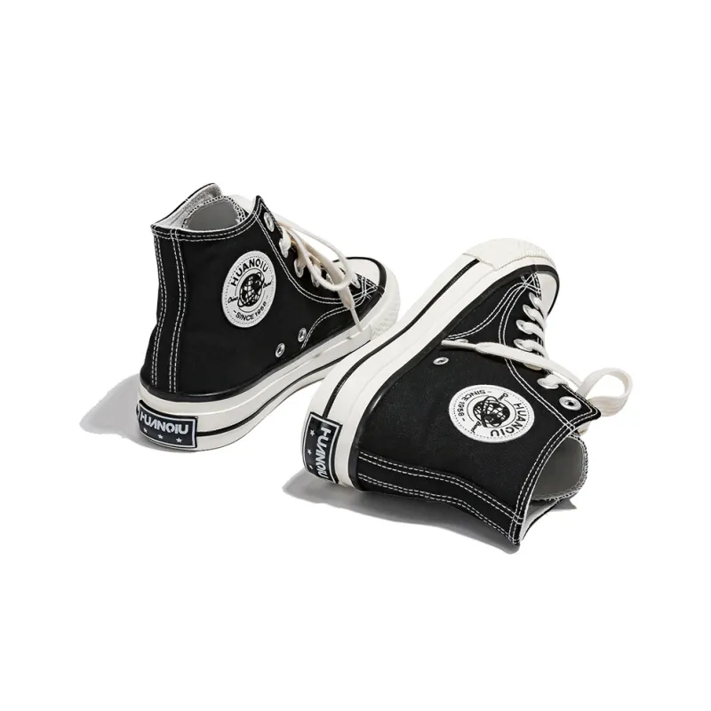 HUANQIU Wear resistant And Lightweight High Top Canvas Shoes Women's Black-2