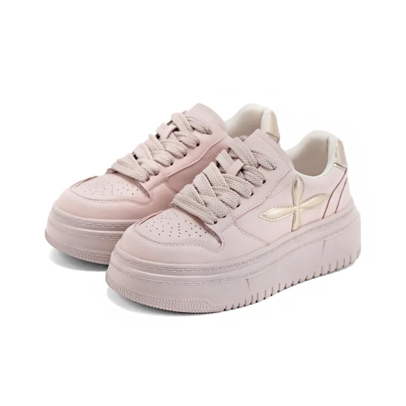 UNCLEWEN Coverage Height Increasing Breathable Slip Resistant Low Top Skateboard Shoes Women's Rose Pink-1