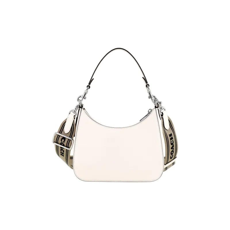 COACH Hobo Canvas With Leather Crescent Bag Shoulder Bag Crossbody Bag Handbag Medium Size Women's White-2