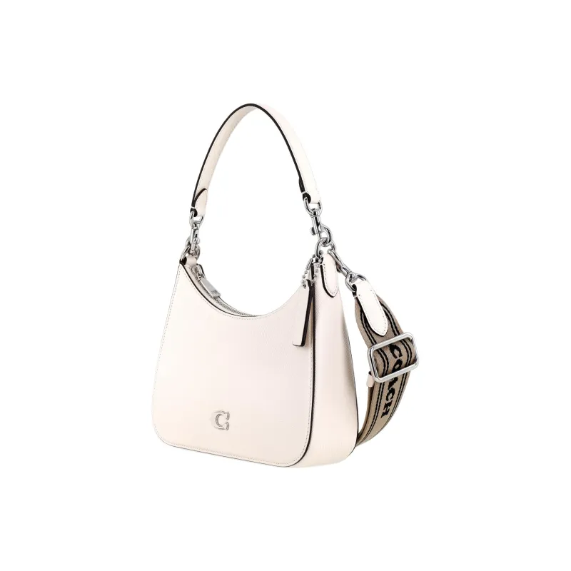 COACH Hobo Canvas With Leather Crescent Bag Shoulder Bag Crossbody Bag Handbag Medium Size Women's White-1