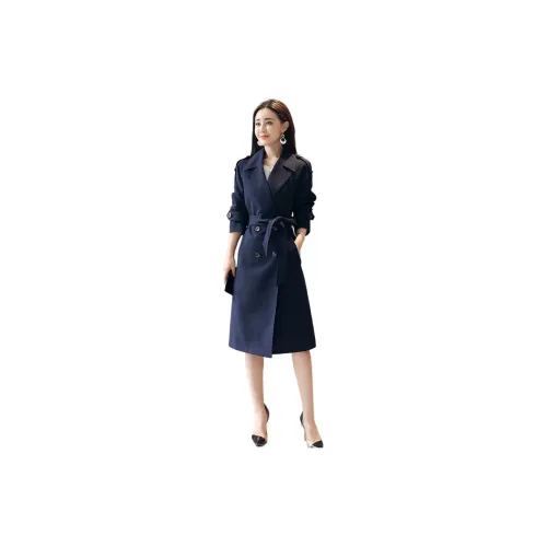 Mula Trench Coats Women's Navy Blue