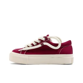 HUANQIU Wear Resistant Height Increasing Low Top Canvas Shoes Women's Burgundy