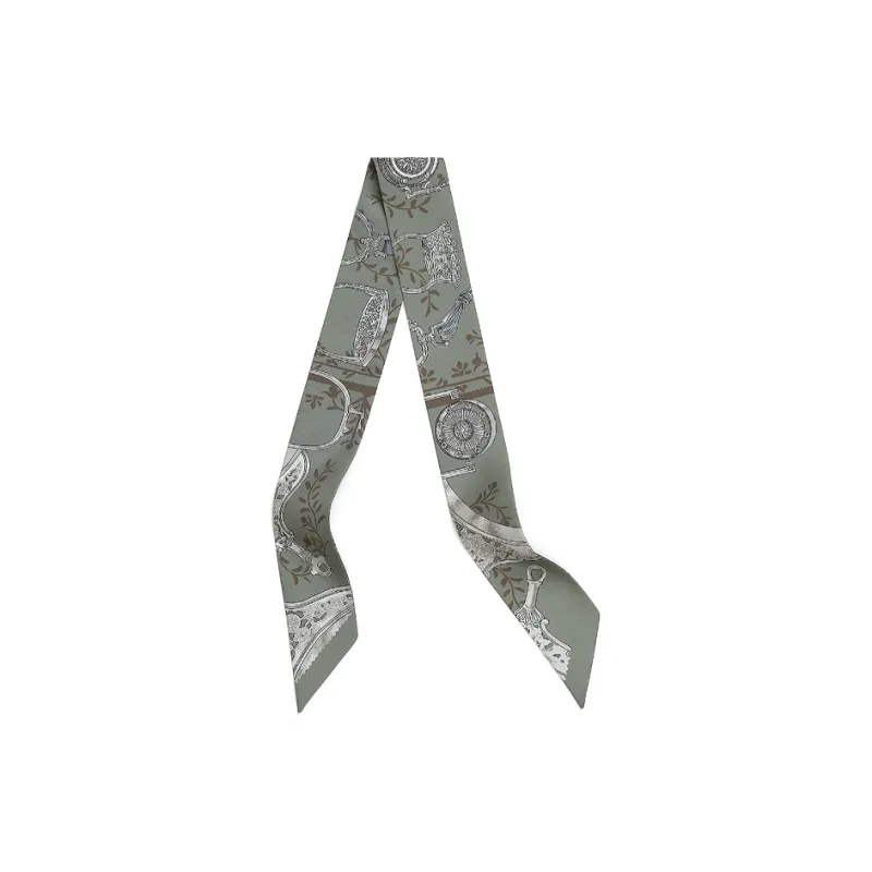 HERMES Silk Scarves Unisex Gray-0