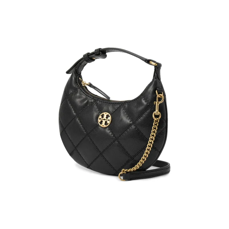 TORY BURCH TB Willa Cow Leather Crescent Moon Bag Shoulder Bag Small Size Women's Black-1